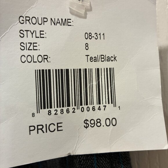 Hanna & Gracie Size 8 Teal/Black Stripe Pants - Picture 13 of 16